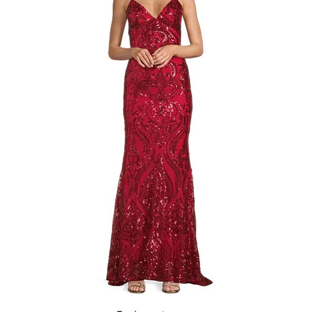 Glamorous Strapless Red Sequin Dress